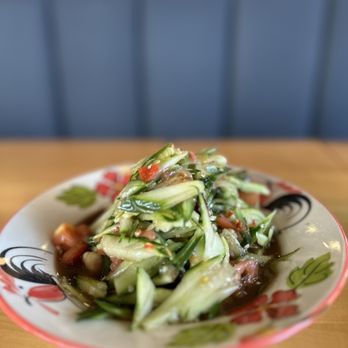 Larb Thai-Isan - TUM TAENG Cucumber salad with salted crab and fermented fish sauce. - Laotian Near Me - Fort Lauderdale, Florida Larb Thai-Isan - TUM TAENG Cucumber salad with salted crab and fermented fish sauce. - Laotian Near Me - Fort Lauderdale, Florida