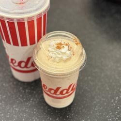 Freddy's Frozen Custard & Steakburgers - Pumpkin Pie Concrete & a regular Fountain Drink