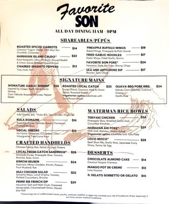 Menu photo 1 Favorite Son Urban Honolulu, HI Menu photo 1 Favorite Son Urban Honolulu, HI