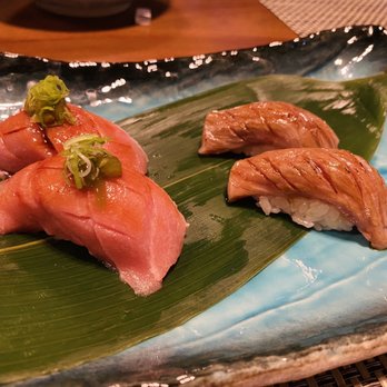 Sushi Chef - Left - O toro nigiri Right - A5 wagyu nigiri - Sushi Bars Near Me - San Francisco, California Sushi Chef - Left - O toro nigiri Right - A5 wagyu nigiri - Sushi Bars Near Me - San Francisco, California