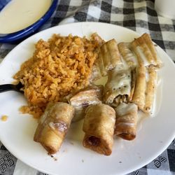 Taqueria Hermanos Chavez - Chicken Chimichanga Plate, no beans