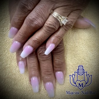 Majestic Nail Bar - Pink & White acrylic Ombre nails. - Nail Salons Near Me - Suwanee, Georgia