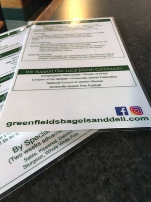 Menu photo 2 Greenfield's Bagels & Deli Greenville, SC