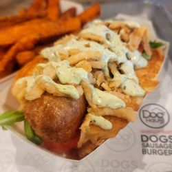 Plant B - Veggie dog n Sweet Potato Fries. EXCELLENT!