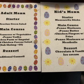 Eric's Italian Bistro - Limited Easter Menu (not worth the $, small portions, food was not good) - Italian Near Me - Mineola, New York