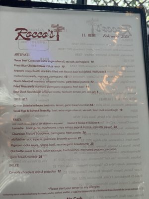 Menu photo 2 Rocco's Austin, TX