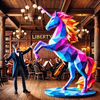 The Liberty Tavern - Person conducting an orchestra in front of a unicorn - Bars Near Me - Arlington, Virginia