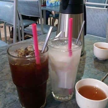 Pho Ann - Black Coffee over ice, young coconut juice and tea - Noodles Near Me - Cabramatta, NSW