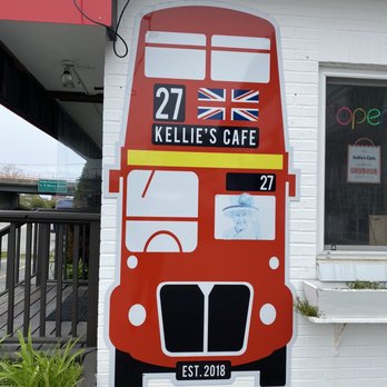 Kellie’s Cafe - a double decker bus painted on the side of a building - Cafes Near Me - Newport, Rhode Island