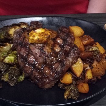 Bar Bistro - Ribeye with chorizo hash and Brussel sprouts - Cocktail Bars Near Me - Tacoma, Washington