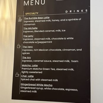 Bumble Bear Coffee - Menu as of April 2025 - Coffee & Tea Near Me - Sacramento, California
