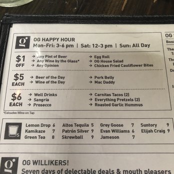 Original Gravity - Happy hour menu - New American Near Me - Phoenix, Arizona