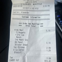 KFC - The food i bought was not amount to the money [$()$]i spent.
