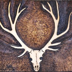 Custom Woodwork By Shaymus - Pyrography - deer skull