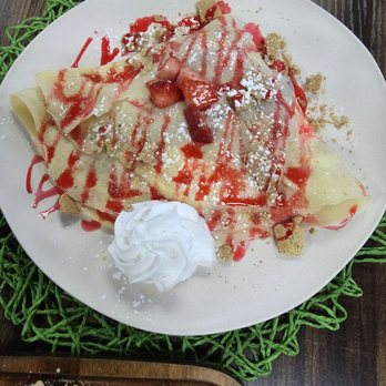Crepeology cafe - Strawberry Cheesecake Crepe - Breakfast & Brunch Near Me - Arlington, Texas