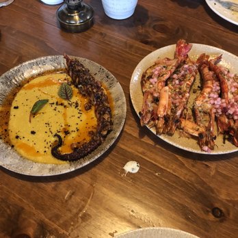 Joia Beach - Octopus and Tiger Prawns - Modern European Near Me - Miami, Florida Joia Beach - Octopus and Tiger Prawns - Modern European Near Me - Miami, Florida