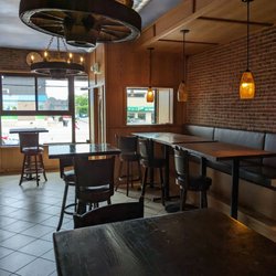 Dim dining area