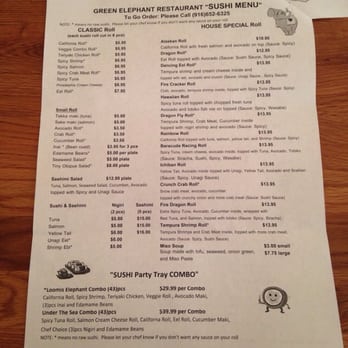Green Elephant Restaurant - Dinner menu March 2014 page 2. - Burmese Near Me - Loomis, California