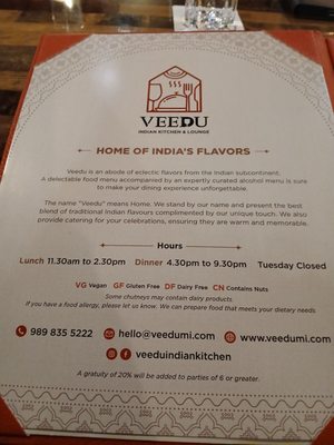 Menu photo 3 Veedu Indian Kitchen & Lounge Midland, MI
