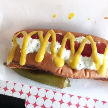 The Cardinal Bar - Veggie dog w/cole slaw, ketchup + mustard - Hot Dogs Near Me - Wake Forest, North Carolina