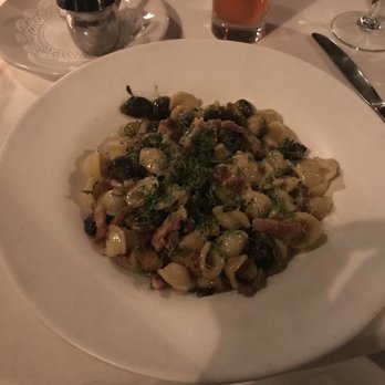 Bacaro - Orecchiette with Roasted Brussel Sprouts and Smoke Pancetta - Wine Bars Near Me - Providence, Rhode Island Bacaro - Orecchiette with Roasted Brussel Sprouts and Smoke Pancetta - Wine Bars Near Me - Providence, Rhode Island