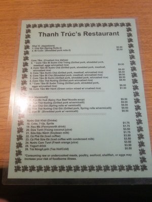 Menu photo 5 Thanh Trúc's Restaurant Falls Church, VA Menu photo 5 Thanh Trúc's Restaurant Falls Church, VA