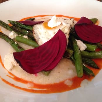 Rhubarb - Asparagus dish with grits, goat cheese, beets, and egg. - New American Near Me - Asheville, North Carolina Rhubarb - Asparagus dish with grits, goat cheese, beets, and egg. - New American Near Me - Asheville, North Carolina