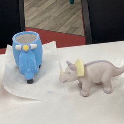 Pottery Palace - Pre-fire moped and dinosaur