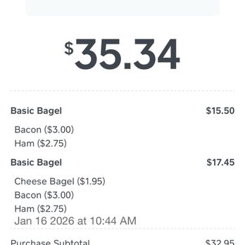 John's Bagel Deli - Receipt of purchase and date and time - Bagels Near Me - Simi Valley, California