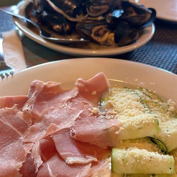 Oltre Mare - Mussels and prosciutto, Brie with zucchini - Italian Near Me - San Diego, California Oltre Mare - Mussels and prosciutto, Brie with zucchini - Italian Near Me - San Diego, California
