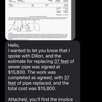 Linc Home Services - Invoice says 45 feet, email says 37 feet - Plumbing Near Me - Houston, Texas Linc Home Services - Invoice says 45 feet, email says 37 feet - Plumbing Near Me - Houston, Texas
