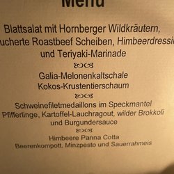 Restaurant Burg Hornberg - Menu from 4 course meal (likely changes daily)