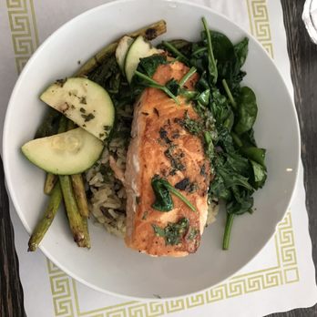 Blue Cafe - Salmon with asparagus and wild rice - Breakfast & Brunch Near Me - Basking Ridge, New Jersey Blue Cafe - Salmon with asparagus and wild rice - Breakfast & Brunch Near Me - Basking Ridge, New Jersey