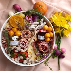 Prickly Pear Charcuterie - Springtime spread meadium plate