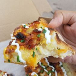 Pizza Pixie - Close up shot. Look at the smashed potato and bacon