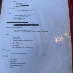 Gluten-free menu. (There's a more robust menu for gluten eaters.)