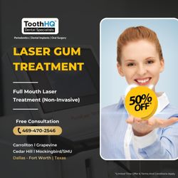 ToothHQ Dental Specialists - Gum disease can harm more than your smile! Get laser gum therapy -- gentle, fast, 50% OFF till year-end!
#Dentalimplants #ToothHQ #smile