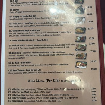 vPho - Menu as of October 2025 - Vietnamese Near Me - Newark, Delaware