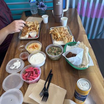 Iraklis - Lamb wrap, chicken wrap, pickled turnips, garlic dip, hummus, tabouleh, falafels. All excellent. - Syrian Near Me - Santa Clara, California