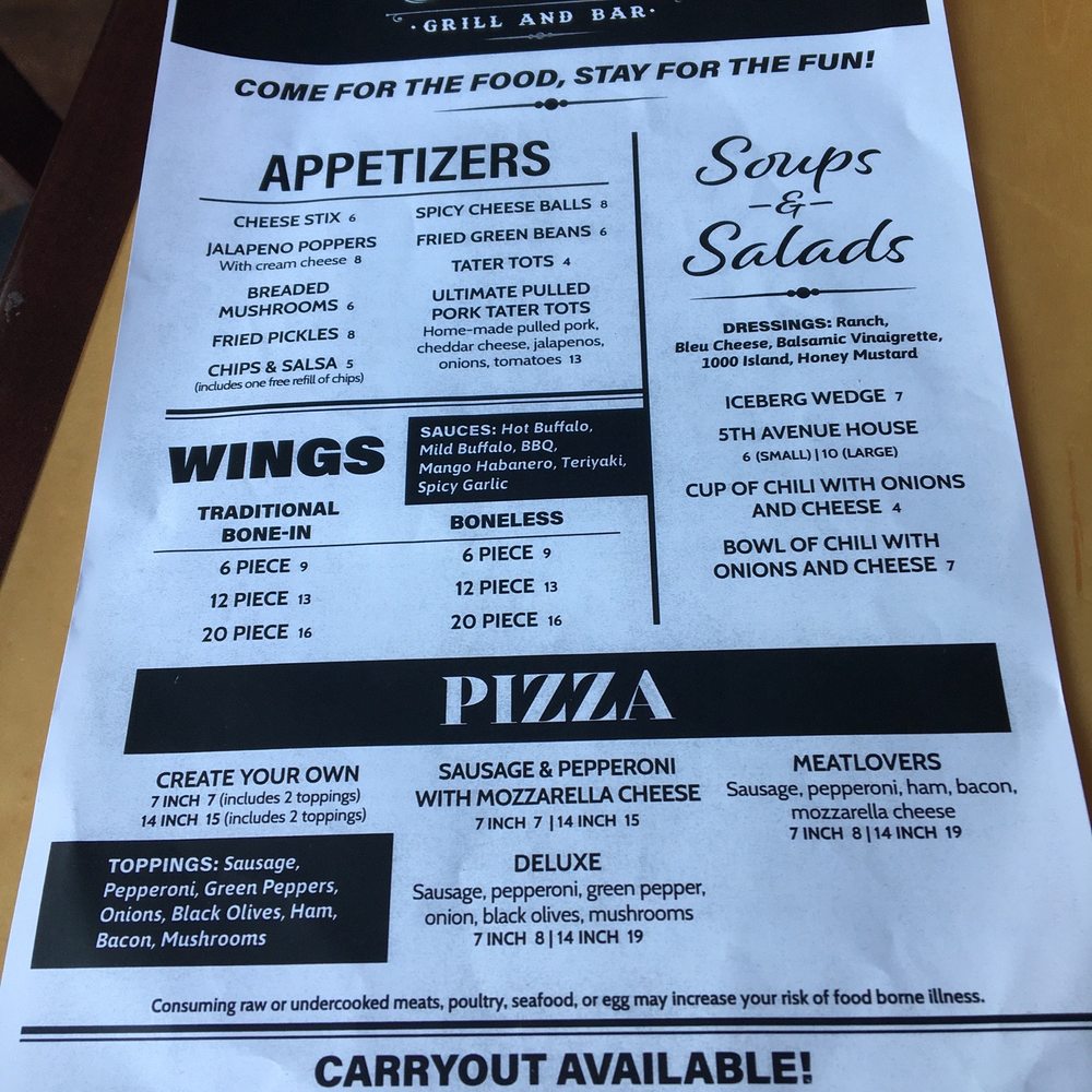 5th Ave Grill And Bar - Pizza Near Me - Beech Grove, Indiana 5th Ave Grill And Bar - Pizza Near Me - Beech Grove, Indiana
