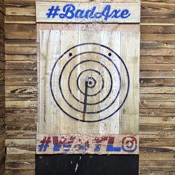 Bad Axe Throwing Fresno - My first axe throw ever.....and it was almost a bullseye!