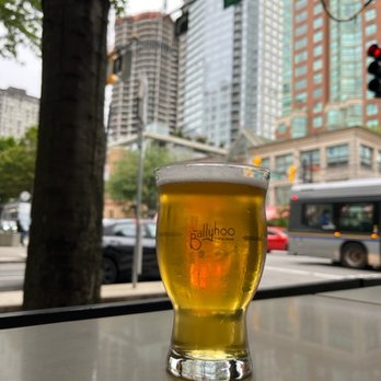 The Ballyhoo Public House - Enjoying a pilsner on the outdoor patio before going to our table inside. - Pubs Near Me - Vancouver, British Columbia The Ballyhoo Public House - Enjoying a pilsner on the outdoor patio before going to our table inside. - Pubs Near Me - Vancouver, British Columbia