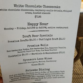 Burtons Grill & Bar - Happy hour menu (3:00 - 6:00) - New American Near Me - Riverdale Park, Maryland