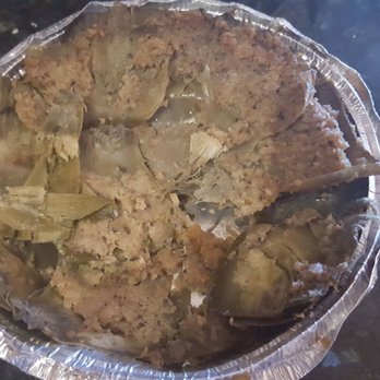 Armand's Pizzeria - leftover stuffed artichoke..lots of mushy breadcrumbs - Pizza Near Me - Elmhurst, Illinois
