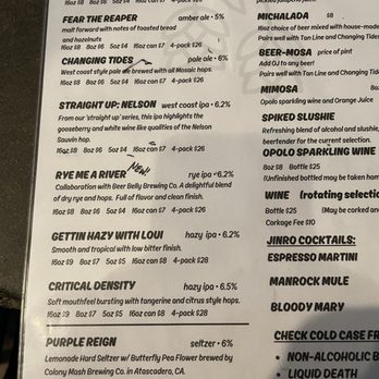 ManRock Brewing - Beer list 12/31/24 - Pizza Near Me - Grover Beach, California