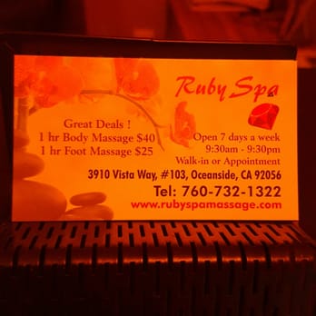 Ruby Spa Massage - 2015 10 21 - Massage Near Me - Oceanside, California