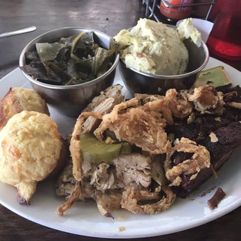 Front Range Barbeque - Two meat combination with pulled chicken, brisket, collard greens, and potato salad. - Barbeque Near Me - Colorado Springs, Colorado Front Range Barbeque - Two meat combination with pulled chicken, brisket, collard greens, and potato salad. - Barbeque Near Me - Colorado Springs, Colorado