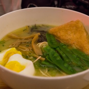 Chuko - Chicken broth ramen with fried tofu, adding snap peas. - Asian Fusion Near Me - Brooklyn, New York