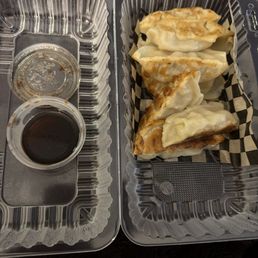 Two orders of pan fried gyoza