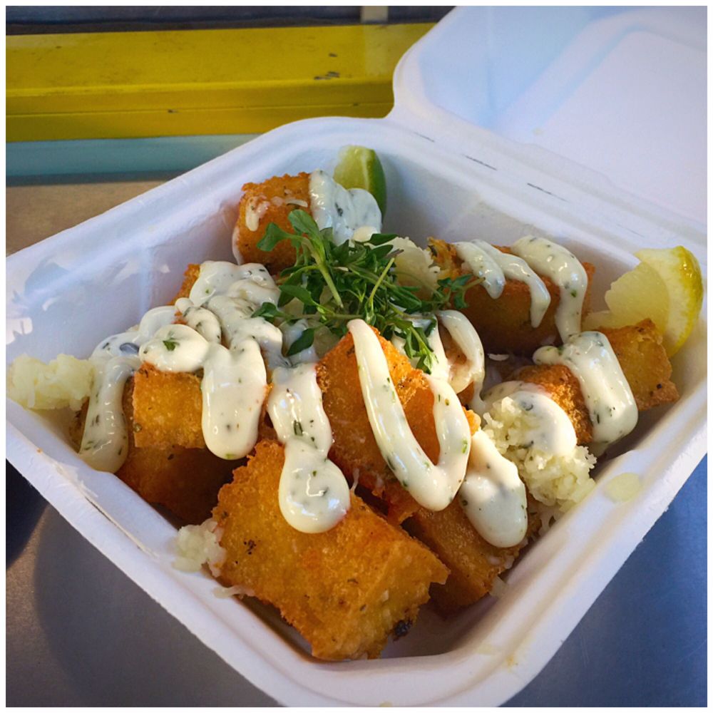 Ash and Oil - Polen-Tots with Monterey Jack Cheese & a Citrus Aioli - Food Trucks Near Me - Sacramento, California